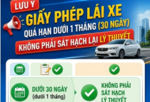 GIẤY PHÉP LÁI XE QUÁ HẠN DƯỚI 1 THÁNG (30 NGÀY) KHÔNG PHẢI SÁT HẠCH LẠI LÝ THUYẾT
